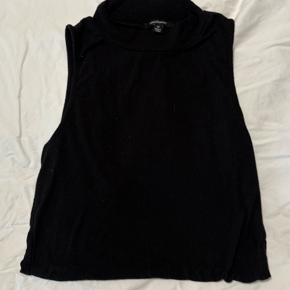Black Sleeveless Turtleneck Bodysuit